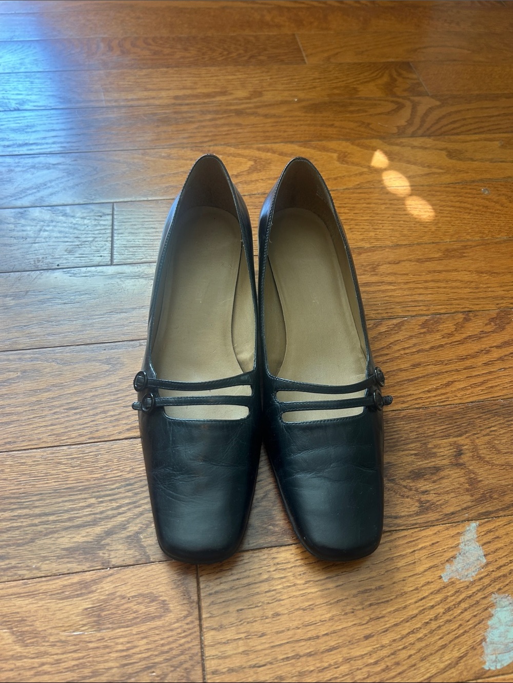 Naturalizer Black Square-Toe Mary Jane Flats